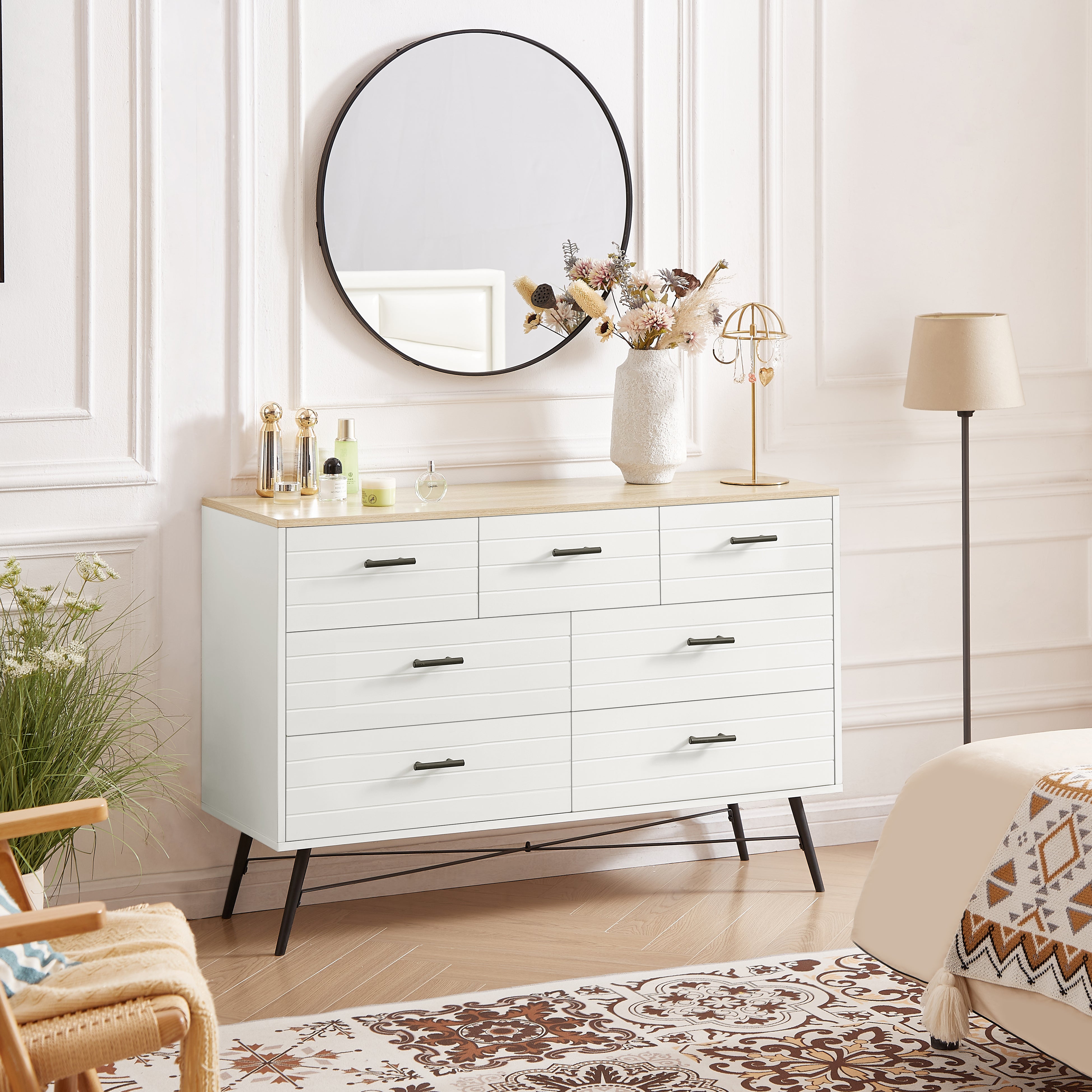 7 Drawer Dresser for Bedroom with Deep Drawers, Wood Dressers & Chest – GoldenHome Store
