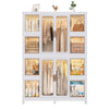 Portable Wardrobe Closet Storage Organizer for Clothes,Clothes Dresser,12 Magnetic Doors-12 Cubes & 2 Hanging Rod,16 pcs hangers , Baby Wardrobe Storage Cabinet,White