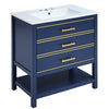 Modern 30inch Navy Blue/White Bathroom Vanity Cabinet Combo with Open Storge, Two Drawers