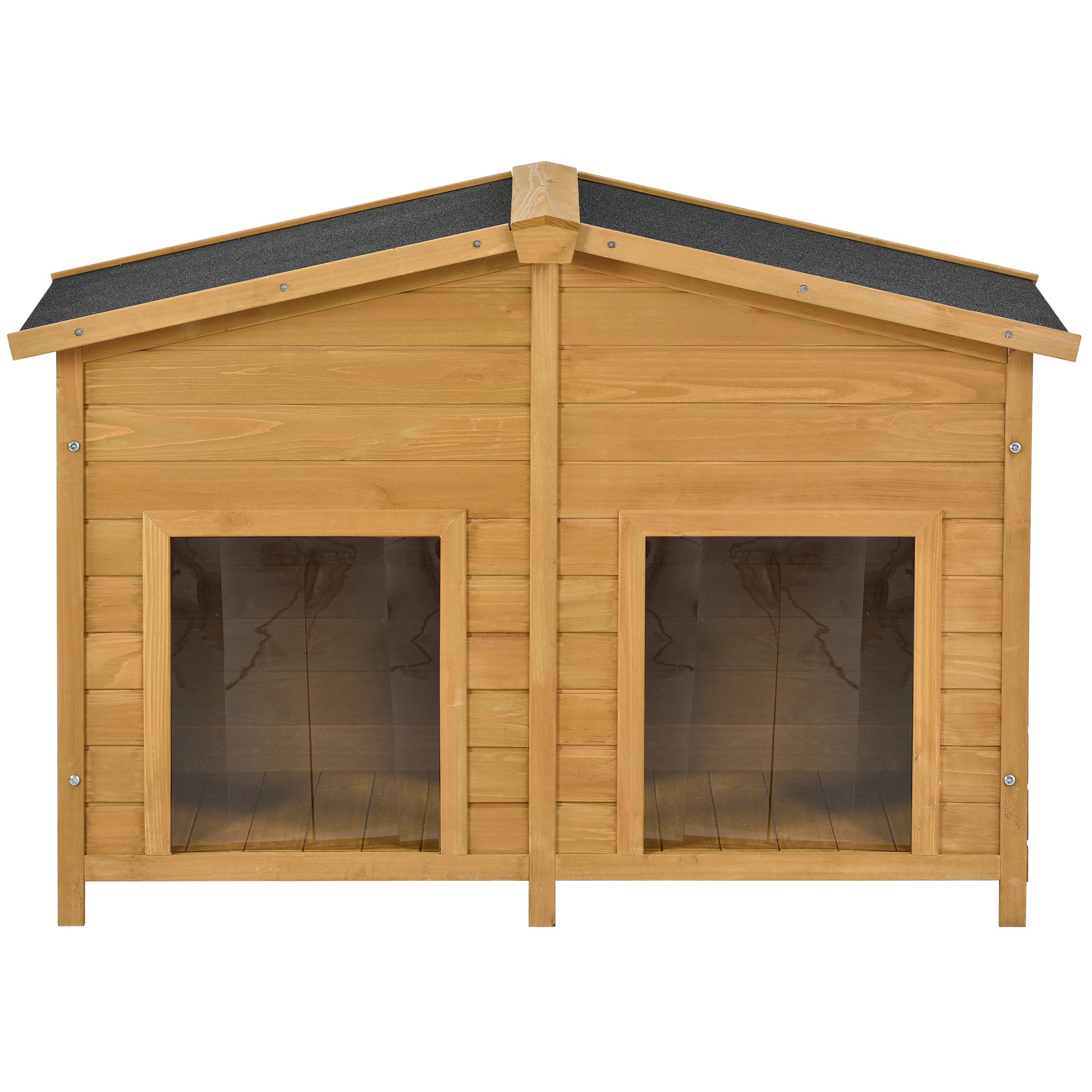 GO 47.2" Large Wooden Dog House Outdoor, Outdoor & Indoor Dog Crate, Cabin Style, With Porch, 2 Doors