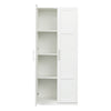 High wardrobe and kitchen cabinet with 2 doors and 3 partitions to separate 4 storage spaces,white