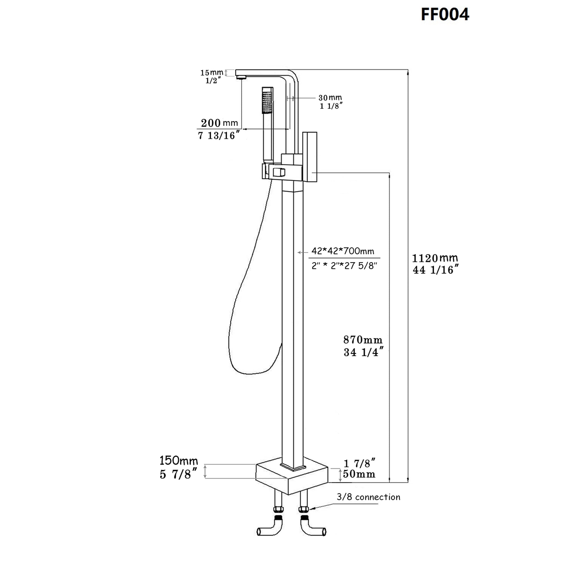 Mount Bathtub Faucet Freestanding Tub Filler Brushed Nickel Standing High Flow Shower Faucets with Handheld Shower Mixer Taps Swivel Spout