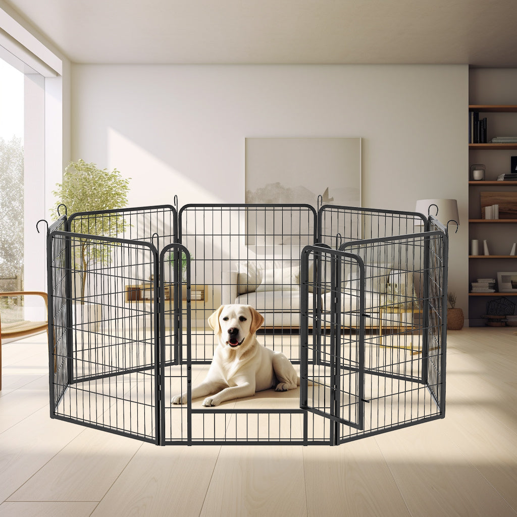 8 Panels Heavy Duty Metal Playpen with door,31.7