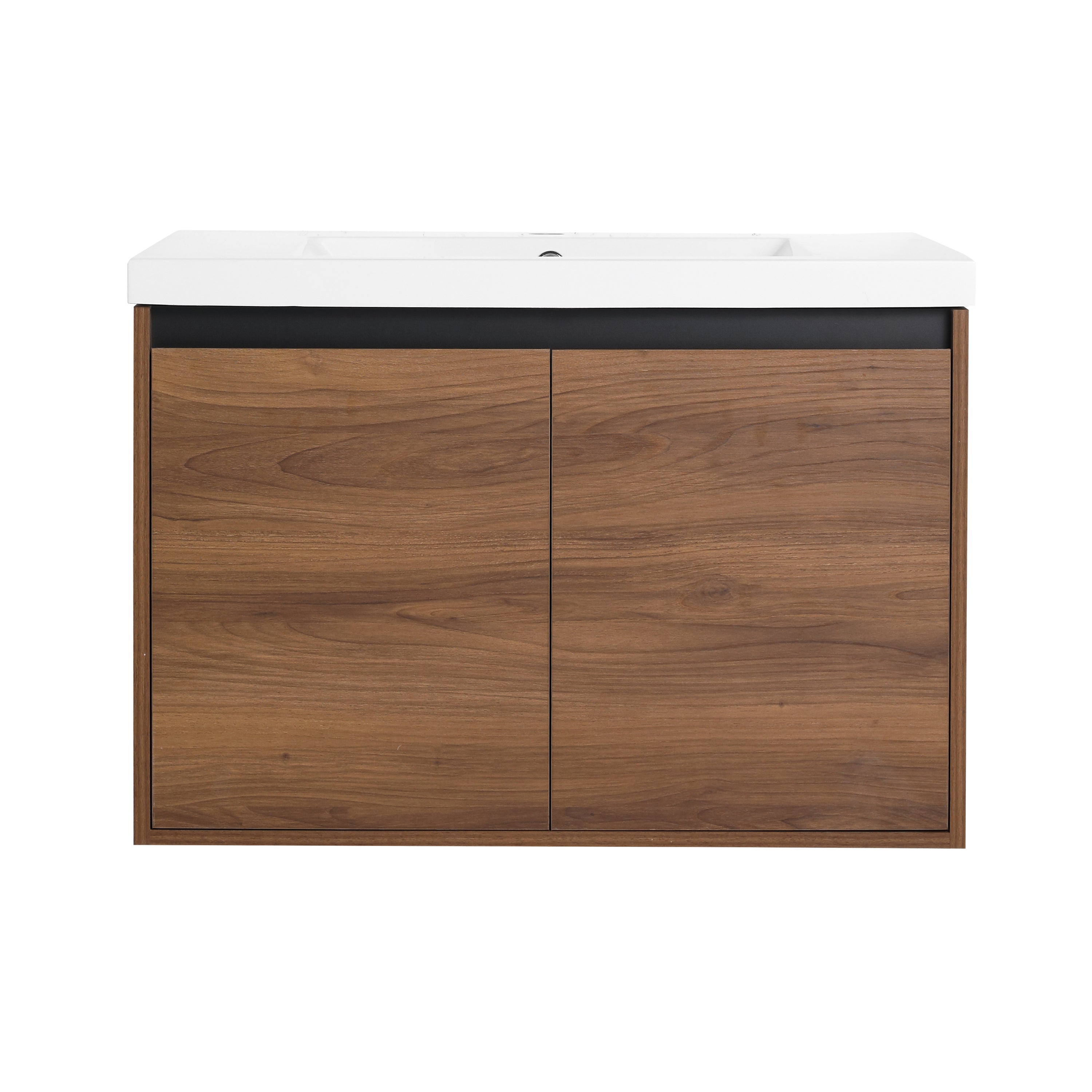 LEVISTAR Brown 30 Inch Bathroom Vanity with resin Countertop Sink, 2 Doors Bathroom Cabinet Set