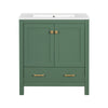 30 Inch Green Bathroom Vanity with Single Sink, Combination Under Counter Sink, Bathroom Storage Cabinet with 2 Doors and a Drawer, Soft Closure, Multifunctional Storage